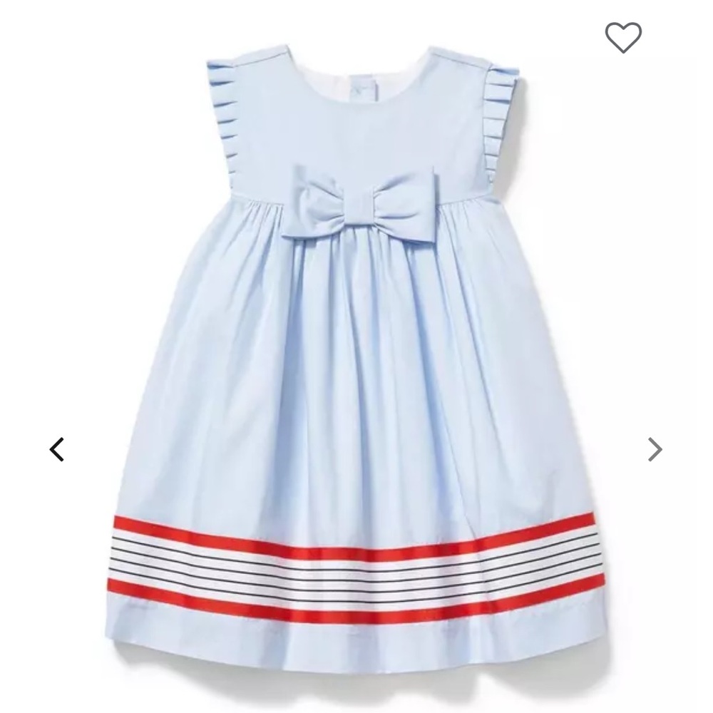 Janie and Jack Light Striped Border Dress Red White Blue
